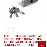 2 Cilindi Serratura Satinati AGB 100 mm