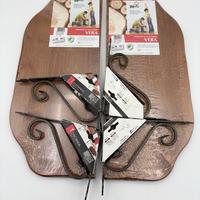 2 mensole abete massiccio + 4 staffe ferro battuto