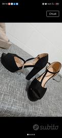 scarpe con tacco nere in camoscio numero 49