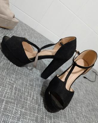 scarpe con tacco nere in camoscio numero 49