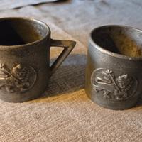 2 tazzine militare in peltro epoca Hailé Selassié