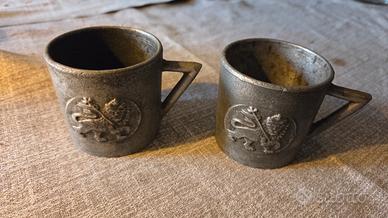 2 tazzine militare in peltro epoca Hailé Selassié