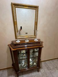 Mobile a vetrina in legno pregiato più specchio