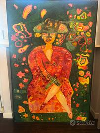 Quadro signora in rosso pieteo belloni betti