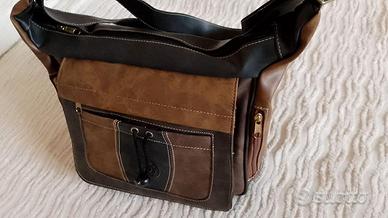 Borsa finta pelle bicolore nuova