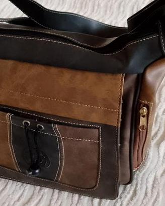 Borsa finta pelle bicolore nuova