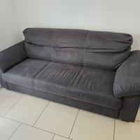 Divano 3 Posti Tessuto Grigio Imbottito 205L x 89H