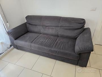 Divano 3 Posti Tessuto Grigio Imbottito 205L x 89H