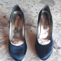 Scarpa Decolleté in Raso Blu Navy