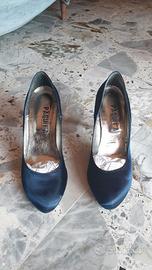 Scarpa Decolleté in Raso Blu Navy