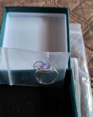 anello placcato in argento con zircone sintetico n