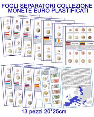 Fogli separatori per collezione monete