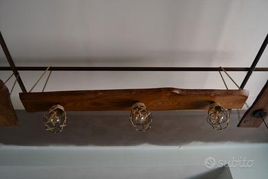 lampadari in legno rustici