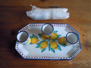 Medusa Positano vassoio + 6 bicchierini NUOVO