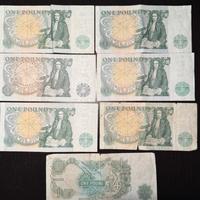 Lotto 7 banconote da 1 pound fuori corso
