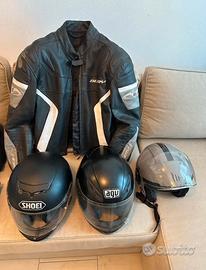 Giubbotto  moto e 3 caschi