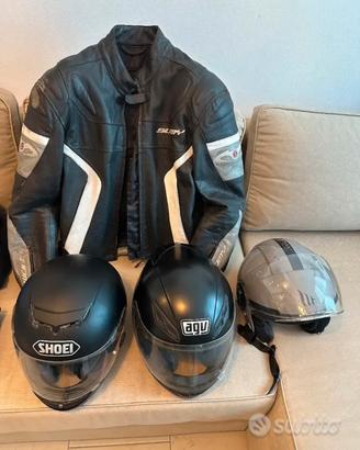 Giubbotto  moto e 3 caschi