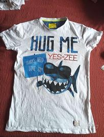 t-shirt ragazzo bianca  shark squalo Yes Zee tg S