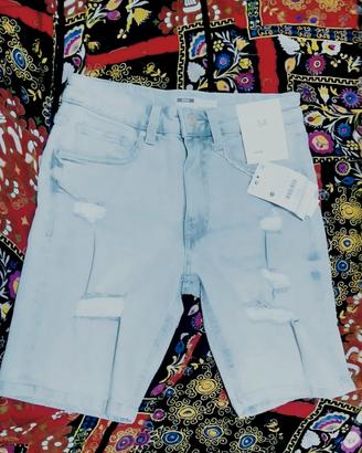 Shorts di jeans denim" Bershka" Joint Life tg XS N