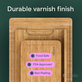 Set di taglieri in 100% bambù, 3 taglieri da cucin