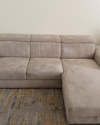 Divano letto con penisola contenitore beige