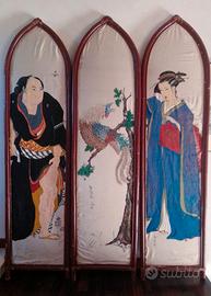 Arte giapponese_paravento Decò su seta