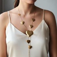 Collana girocollo dorata con cuori martellati new