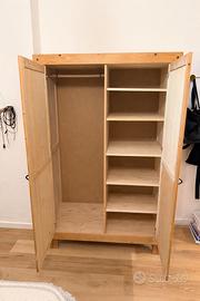 Armadio in legno massello naturale 2 ante