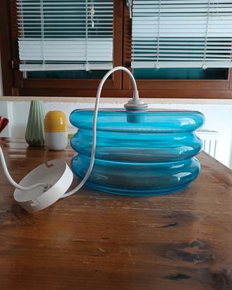 lampadario in vetro azzurro 