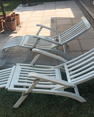 Sedie a sdraio "chaise  longue" in legno  