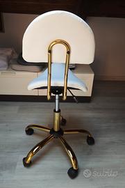 Sedia a sella  schienale ergonomico  - bianco /oro