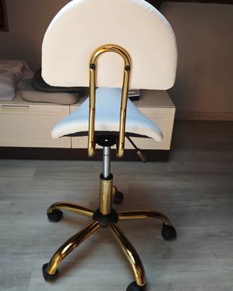 Sedia a sella  schienale ergonomico  - bianco /oro