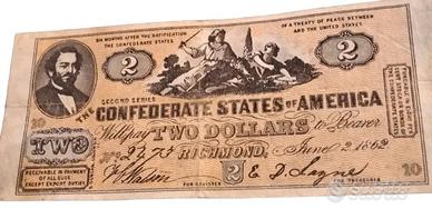 Banconote, Stati Confederati d'America, 2 Dollari,