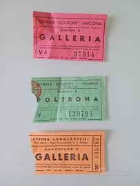 3 Biglietti cinema  Vintage Ancona e Milano
