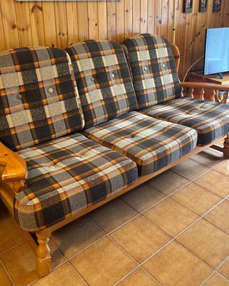 Divano rustico valdostano 3 posti + poltrona legno