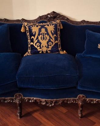 Salottino in velluto blu