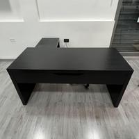 MALM Scrivania con piano estraibile nero 151x65 cm