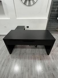 MALM Scrivania con piano estraibile nero 151x65 cm