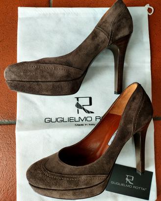Décolleté camoscio grigio/marrone Made in Italy 36