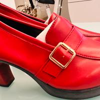 Eleganti scarpe donna in pelle rossa