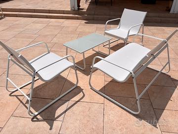 Set relax 4 posti da giardino in acciaio e textil