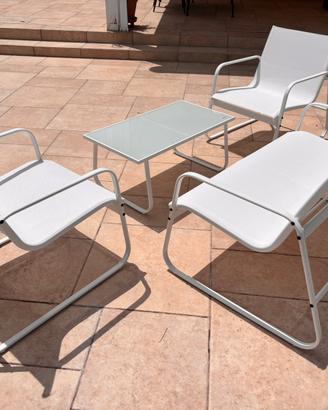 Set relax 4 posti da giardino in acciaio e textil