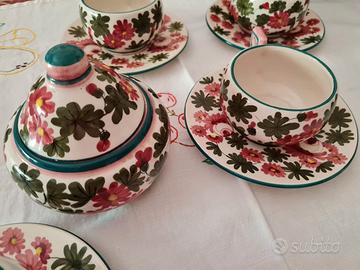 SERVIZIO DA CAFFE' VINTAGE DIPINTO A MANO-4 PERSON