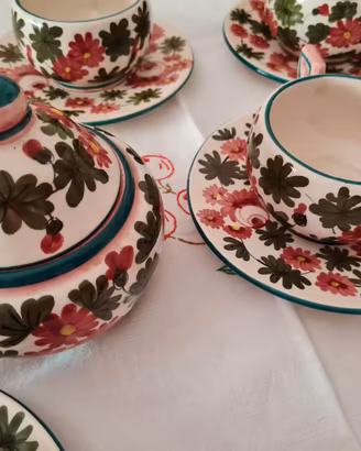 SERVIZIO DA CAFFE' VINTAGE DIPINTO A MANO-4 PERSON