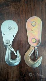 Coppia pulegge con gancio di sicurezza per corda