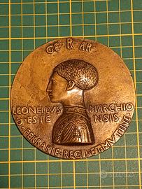 antica medaglia bronzo Leonello D'Este Pisanello