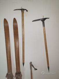 varia attrezzatura montagna,sci legno,ciaspole 