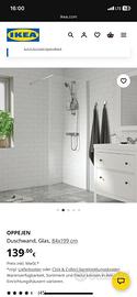Parete per doccia in vetro, oppenjen/ikea