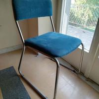 Sedia Vintage in metallo e velluto, anni 70