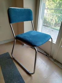 Sedia Vintage in metallo e velluto, anni 70
